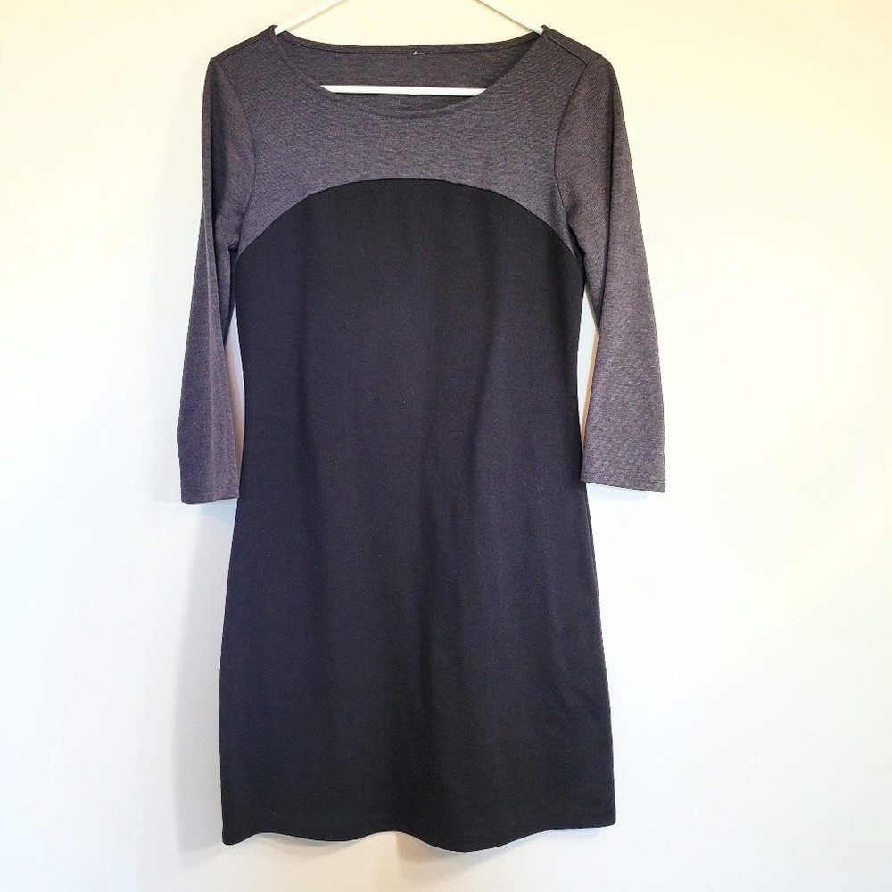 Old Navy Black & Gray Colorblock 3/4 Sleeve Shift Dress